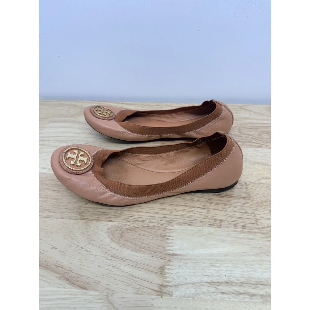 Tory Burch Women's Pale Pink Caroline Ballet Flat Shoes 8 M Logo Designer #9 - Picture 8 of 15